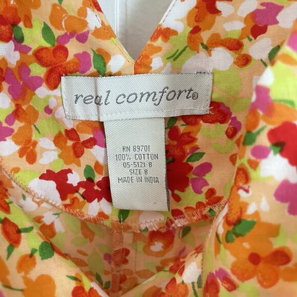 NWT Vintage Cottagecore Floral Cotton Midi Dress Sz 8 India Garden Party Y2K - Picture 6 of 9